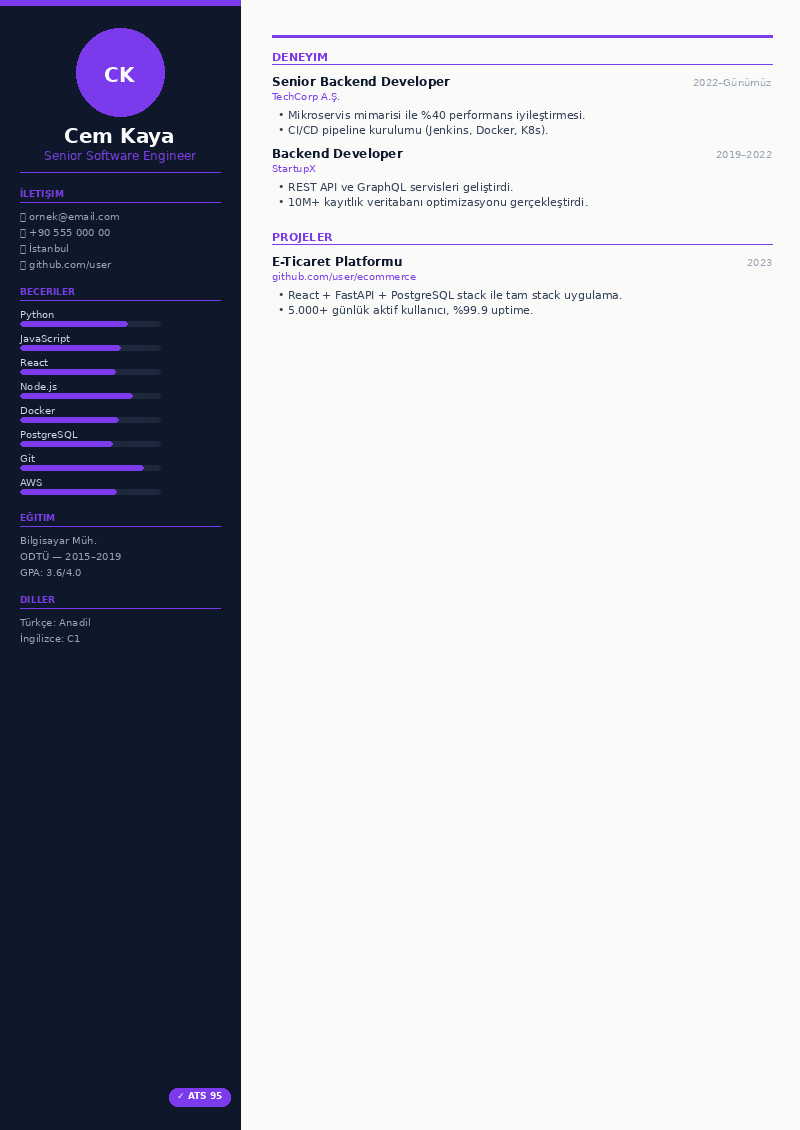 Yazılımcı / Developer CV önizleme